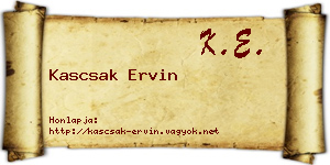 Kascsak Ervin névjegykártya